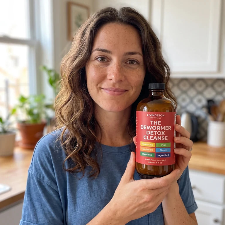 Person holding the Livingston Naturals bottle