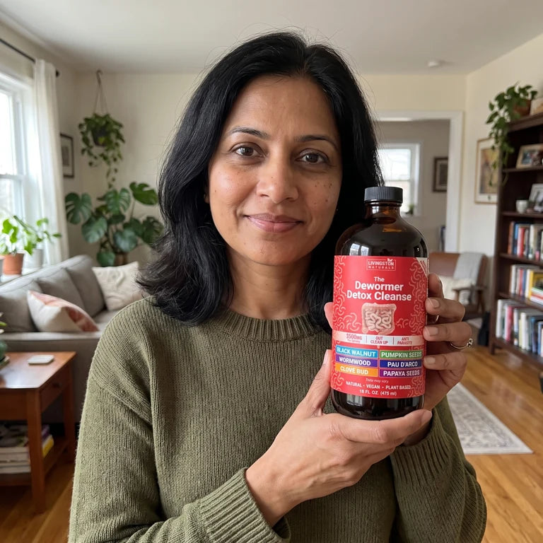 Person holding the Livingston Naturals bottle