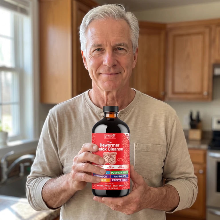 Person holding the Livingston Naturals bottle