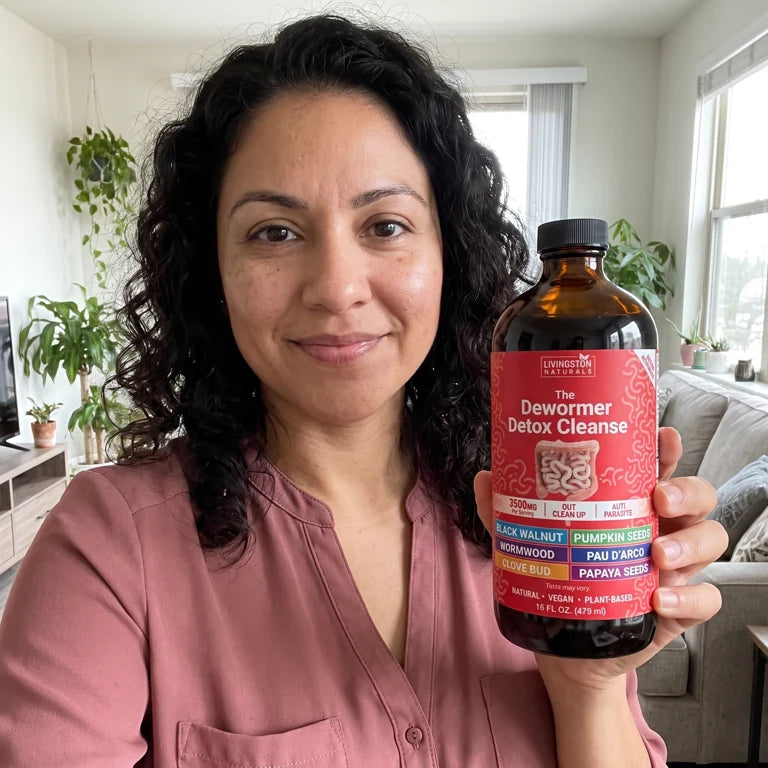 Person holding the Livingston Naturals bottle