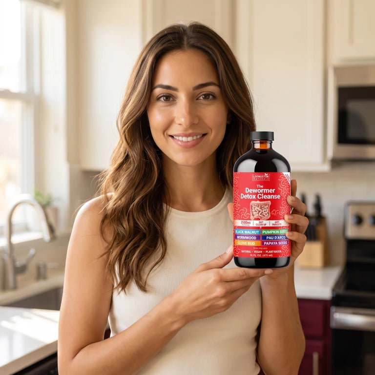 Person holding the Livingston Naturals bottle