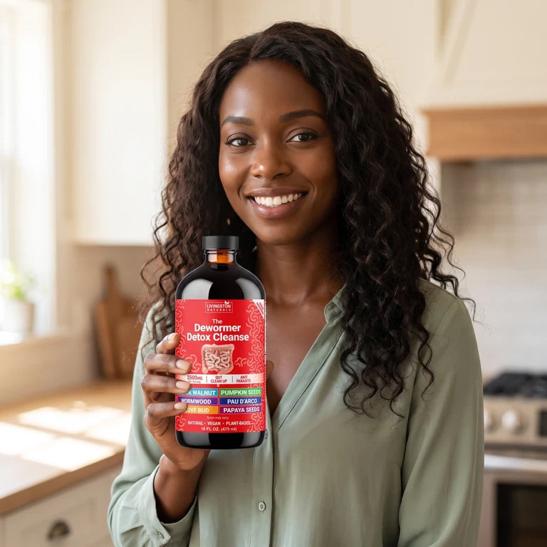 Person holding the Livingston Naturals bottle